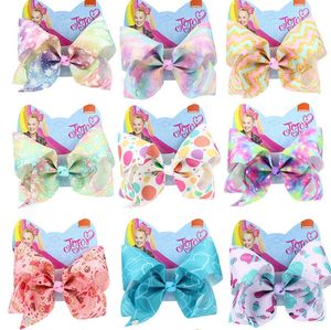 8 Inch Jojo Siwa Bow Flower Mermaid Stars Stripped met Strass Clips Meisjes Grote Haaraccessoires Haarspeld Haarband