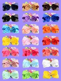 8 inch JoJo Siwa Hair Bow Solid Color with Clips PaperCard Metal Logo Girls Giant Rainbow Rhinestone Hair Accessoires Haarpin Hair8709659