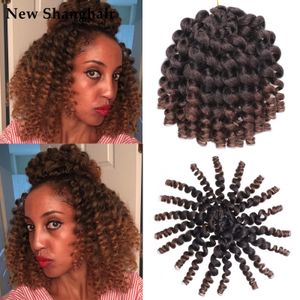 8 Inch Jumpy Wand Curl Gehaakte Vlechten Haarverlenging 20 Wortels Jamaicaanse Bounce Krullend Haar Afrikaanse Zwarte Kleur Synthetische Vlechten haar LS08