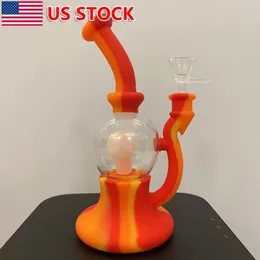 El vidrio de la cachimba de la forma de la bombilla de 8 pulgadas y el tubo de agua que fuma del silicón Bong Shisha con el cuenco