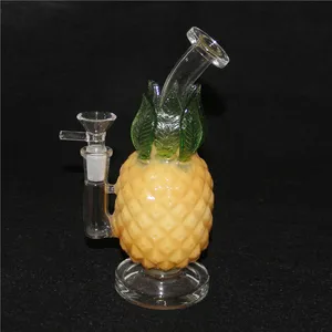 Bong en verre d'ananas de 8 pouces, narguilé de 5mm d'épaisseur, barboteur d'huile, plate-forme de Dab, conduites d'eau en ligne avec bol de 14.5mm femelle