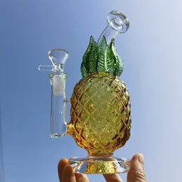 Bong en verre d'ananas de 8 pouces, recycleur, tuyaux à fumer lourds, narguilé + bol en verre