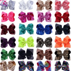 8 Inch pailletten Strikken meisjes haar clip boutique INS kids regenboog Strikken prinses haaraccessoires schijnt kinderen kerstfeest haarspelden F2378