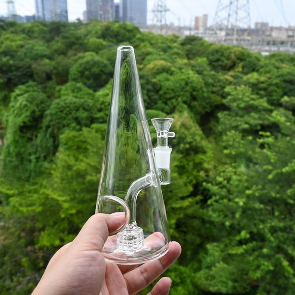 Pipe à fumer en verre épais de narguilé de bang en verre de cône de 8 pouces de haut avec le bol en verre de 14mm