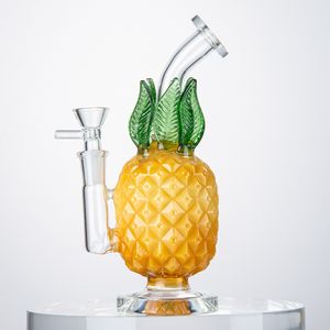 8 pouces ananas verre bang 5mm d'épaisseur narguilés barboteur huile Dab Rig Inline Perc conduites d'eau avec bol 14.5mm femelle WP2194