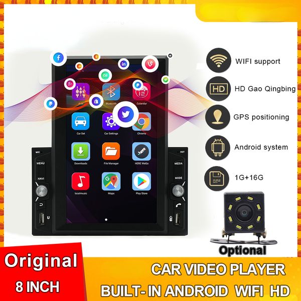 8 pouces Verticale Display Player voiture dvd vidéo Speler Hd 2 Din Android Auto Radio Bluetooth Autoradio Wifi Gps Navigatie multimédia