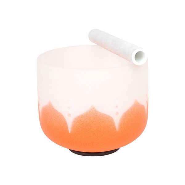 8 pouces Blanc Orange Life Flower Design Chakra Matte Quartz Crystal Singing Bowl Stick Free Mallet Ring Yoga Meditation