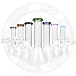 8 pouces bong dab rig pipe à eau narguilé base de bécher classique recycleur de verre tabac tuyaux de fumée plates-formes pétrolières Mini pipe à fumer bouche colorée bols de 14,4 mm