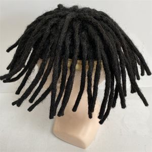 8 pouces systèmes de cheveux humains vierges malaisiens couleur brun foncé 1b # Dreadlocks Topper unité PU complète pour femme noire