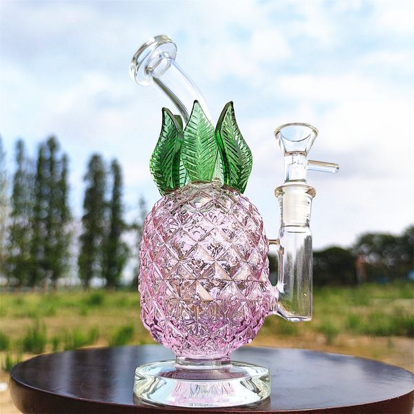 8 Pouces Rose Ananas Verre Bong Recycler Verre Eau Bong Pipes Dab Rig Percolateur Joint Tabac Narguilé OEM ODM 14mm Bol US Warehouse