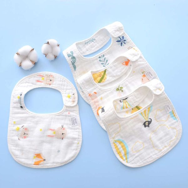 8 capas en forma de U para la madre y los productos, babero impermeable con botón, toalla de saliva de algodón para bebé