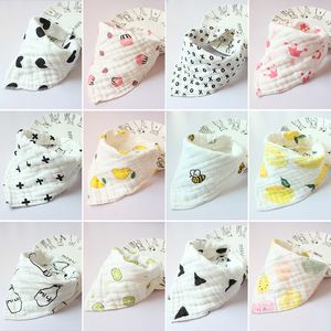 8 lagen baby pasgeboren ins print slabbetjes baby driehoek sjaal peuters Musine katoen Bandana Burp doeken 30 kleuren C4834