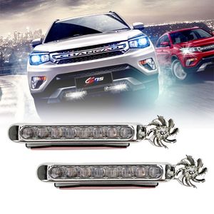 8 LED DRL voiture LED lumière courante énergie éolienne pas besoin d'alimentation externe lumière diurne phare antibrouillard 3 couleurs