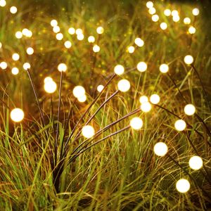 8 luces LED solares para jardín, luces de luciérnaga alimentadas, luces de jardín vibrantes impermeables para exteriores para decoración de caminos de Patio, cálidas