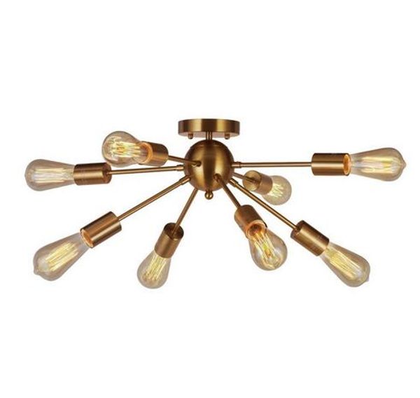 Lámparas colgantes Sputnik de 8 luces, lámpara de techo semiempotrada de latón cepillado, moderna para cocina, baño, comedor, dormitorio, pasillo, MYY