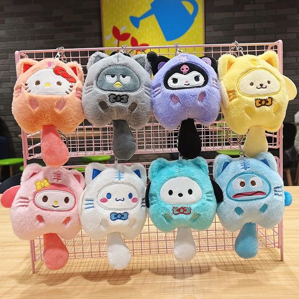 8 modèles de porte-clés en peluche de 15cm, pendentif de dessin animé, petite poupée, porte-clés pour sac, vente en gros