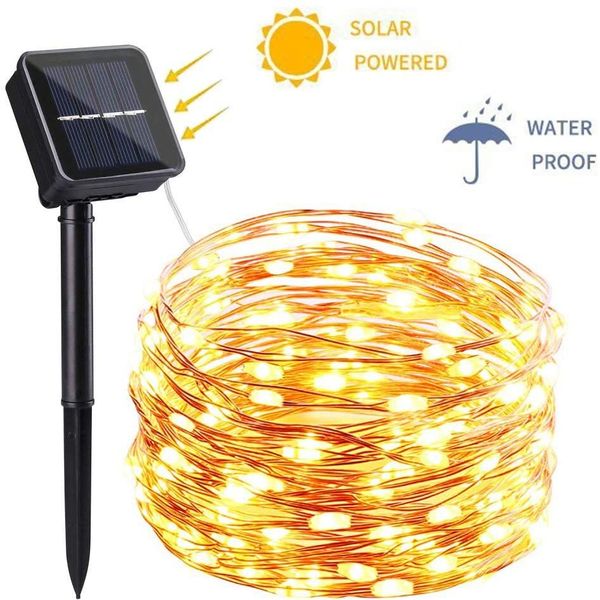 8 modes intérieur 500 LED guirlande lumineuse solaire jardin lampadaires solaires extérieur étanche panneau solaire lampe arbre de noël décoration luz solaire extérieur éclairage solaire