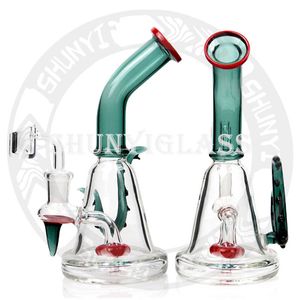 8 '' Oil Rig Recycler bang en verre narguilé dab rig fumée pipe à eau bécher capiteux bangs épais Smoking Pipes plates-formes pétrolières recycleur de tabac avec bol en quartz de 14 mm