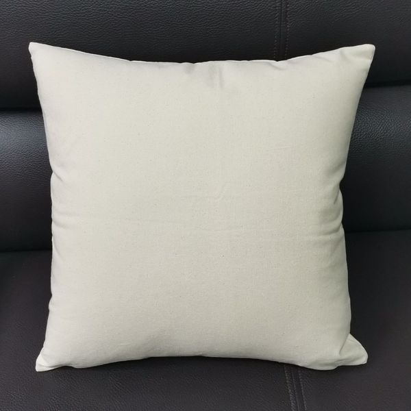 Taie d'oreiller en toile naturelle de 8 oz, 18x18, en coton brut uni, broderie, housse de coussin vierge, housse de coussin pour peinture à la main, 243g