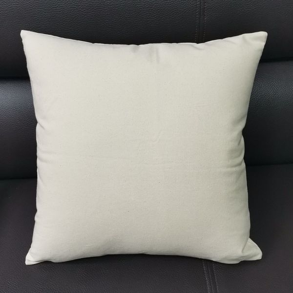 Taie d'oreiller en toile naturelle de 8 oz, 18x18, en coton brut uni, broderie, housse de coussin vierge, housse de coussin pour peinture à la main272a