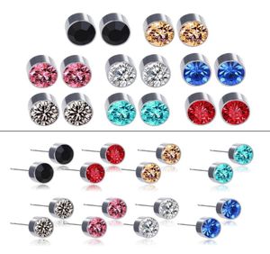 8 paren kristal magnetische clip Nonpiercing oorbellen set Rinestone titanium stalen oorbellen studs unisex mode sieraden8075820