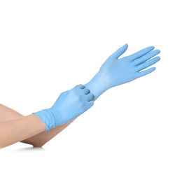 8 pares de guantes desechables de nitrilo azul sin polvo para el trabajo