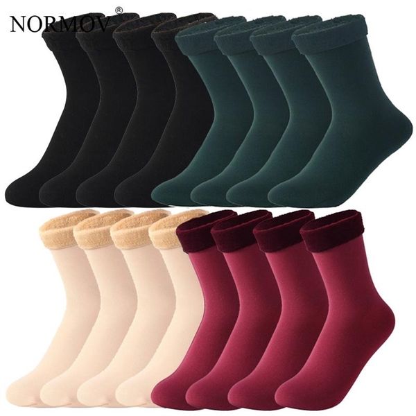 8 Paires Lot Femmes Hiver Chaud Épaissir Thermique Chaussettes Laine Cachemire Neige Peau Noire Chaussette Velours Doux Bottes Étage Sommeil Femmes 211204