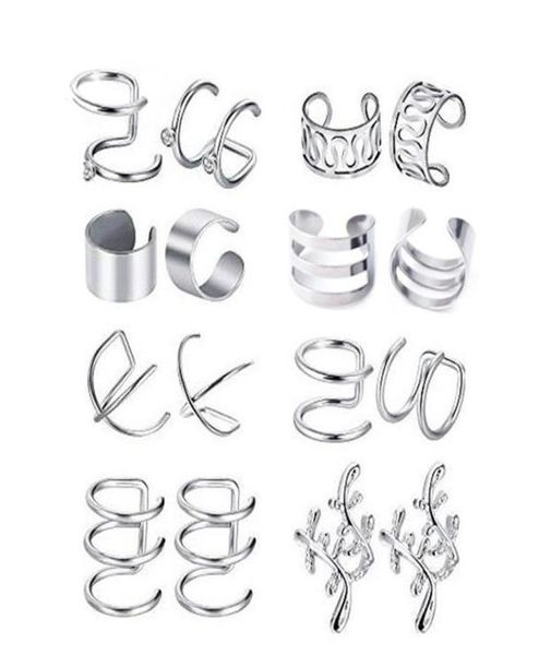 8 paires Punk Men039s Non Piercing oreille Clip boucles d'oreilles en acier inoxydable boucles d'oreilles ensemble de bijoux Whole6321760