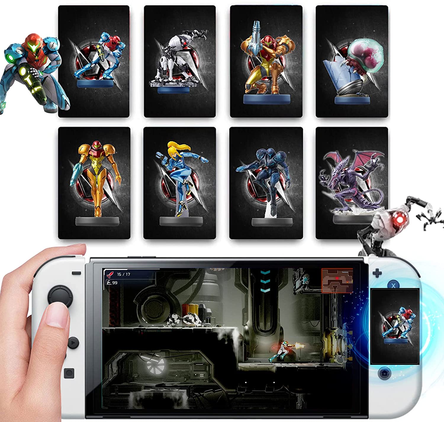 DHL 8 Pcs Amiibo NFC Card for Metroid Dread Compatible with Switch/Wii U/New 3DS