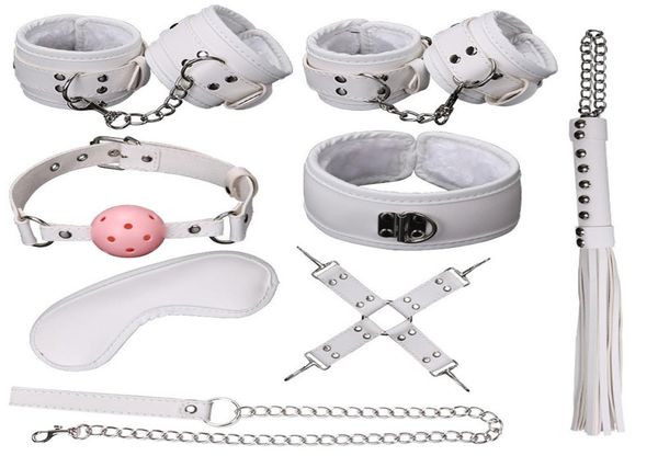 8 PCS BDSM Bondage Set Kit menottes menottes Ball Whip Collar Fetish Hierboeien Sex Tools for Erotic Toys T2005204374893