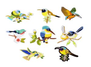 8 piezas de accesorios bordados de pájaros y flores, parche para ropa, planchado, parche de transferencia, apliques para ropa, bordado con pegamento Ba2806434
