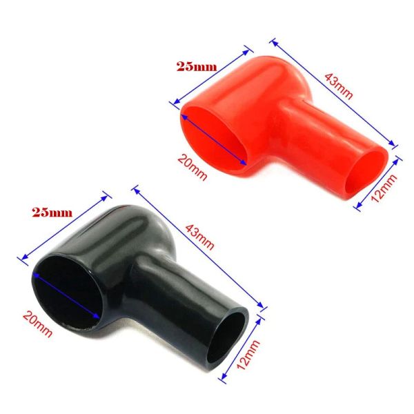 8 pcs Batterie de voiture Couverture isolante Red Black Boot Round Round Round 20x12mm PVC Cable Couvre Protecteur Coupure de couvercle pour auto Auto