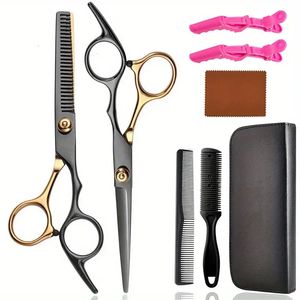 8 pièces Kit de ciseaux de coupe de cheveux ensemble de ciseaux de coiffure ciseaux amincissants professionnels pour hommes/femmes/enfants/animaux de compagnie