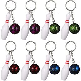 8 pièces porte-clés hommes accessoires de Bowling porte-clés porte-clés pendentif anneau créatif 240104