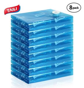 8 pcs grand sac de rangement à vide pour emballage des vêtements d'espace de compression de joint sauvé organisateur de compression pliable4971250