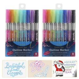 8 pcs marqueurs stylos portables 8 couleurs Sortie à l'encre lisse Sortie de marqueur à séchage rapide stylos pour les stylos de scolaris