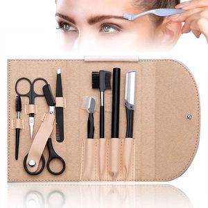 8 stuks professionele wenkbrauwtrimmerkit wenkbrauwschaar monobrow kam scheermes voor gezicht pincet wimperborstelset shaper make-up tools 240124