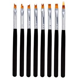 8 stks / set Nail Art Brush Schilderij Borstel Set UV Gel Bloem Tekening Pen Houten Handvat Manicure Nail Art Polish Tool