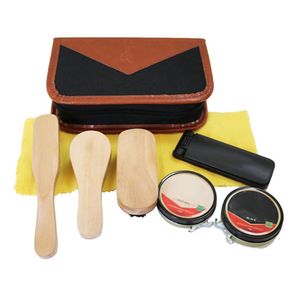 8 PCS / Set Shoe Polish Shine Brush Kit Voyage Portable Noir Incolore En Cuir Soins De Nettoyage Brosse À Poils De Porc Chaussures Fournitures 201021