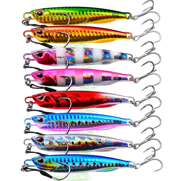 8 Pcslot Jigging Señuelos de Pesca Señuelos de Pesca Metal Spinner Spoon Fish Bait Jigs Japón Aparejos de Pesca Pesca Bass Atún Trucha Set 240123