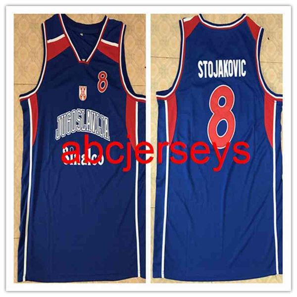 # 8 peja stojakovic Jugoslavija national retro Basketball Jersey Broderie Cousu Personnalisé n'importe quel numéro et nom Jersey Ncaa XS-6XL