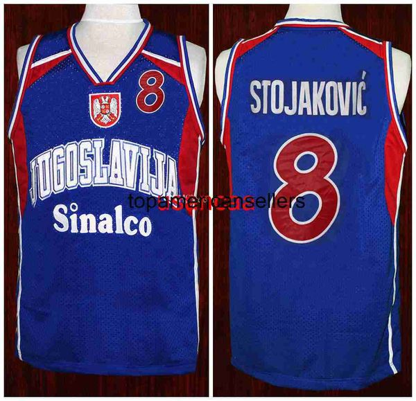 #8 Peja Stojakovic Team Jugoslavija Jugoslawien Retro Classic Basketball Jersey Herren genähte Trikots mit individueller Nummer und Namen