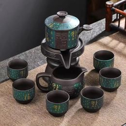 Té de té chino de 8 piezas Kung Fu High-End Automatic Bone China Tapot and Cup Viajes para 6 personas 240428