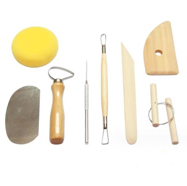 Juego de 8 piezas de herramientas de moldeo de cerámica y arcilla, cuchillo de madera, herramienta para cerámica, cortadores de escultura prácticos para utensilios de arcilla polimérica