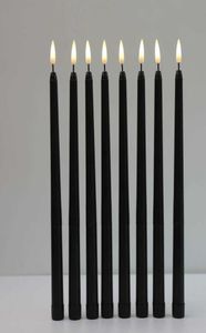 8 stuks zwarte flameless flikkerende licht batterij bediende led kerst votief kaarsen 28 cm lange nep kandelaars voor bruiloft H7418501