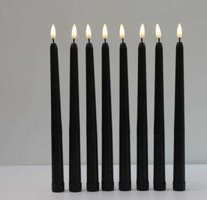 8 pièces noires sans flamme scintillante batterie de Noël à la LED Cougies votives de Noël 28 cm de long chandeliers pour le mariage H4461906