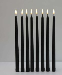 8 pièces noires sans flamme scintillante batterie de Noël à la LED Cougies votives de Noël 28 cm de long chandeliers pour le mariage h6976463