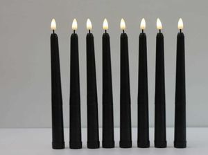 8 pièces noires sans flamme scintillante batterie de Noël à la LED Cougies votives de Noël 28 cm de long chandeliers pour le mariage h6183690