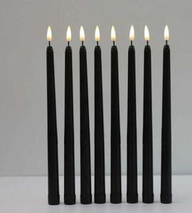8 stuks zwarte flameless flikkerende licht batterij bediende led kerst votief kaarsen 28 cm lange nep kandelaars voor bruiloft H6298403
