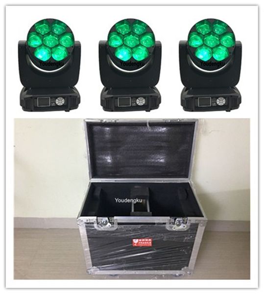 8 piezas con Flightcase 7x40w led mini haz de cabeza móvil 4 en 1 rgbw 40w osram cabeza móvil zoom mini abeja ojo haz de luz led para dj